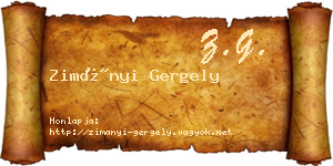 Zimányi Gergely névjegykártya